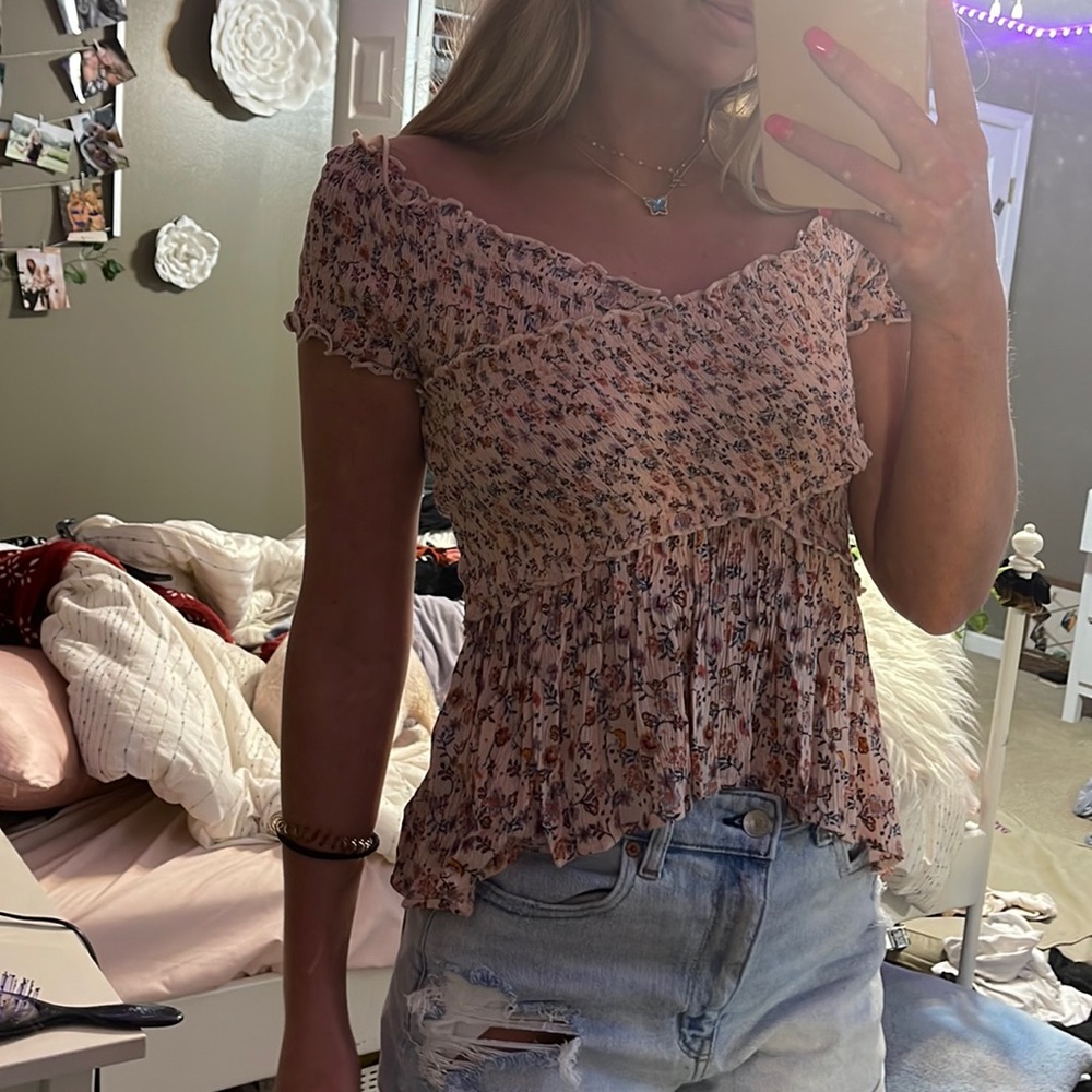 pink floral shirt